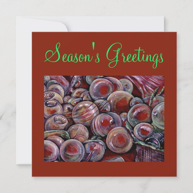 Red Christmas Balls Holiday Card (Front)