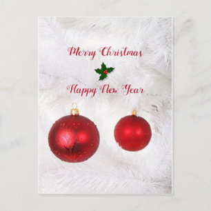 Red Christmas Balls Holiday Postcard