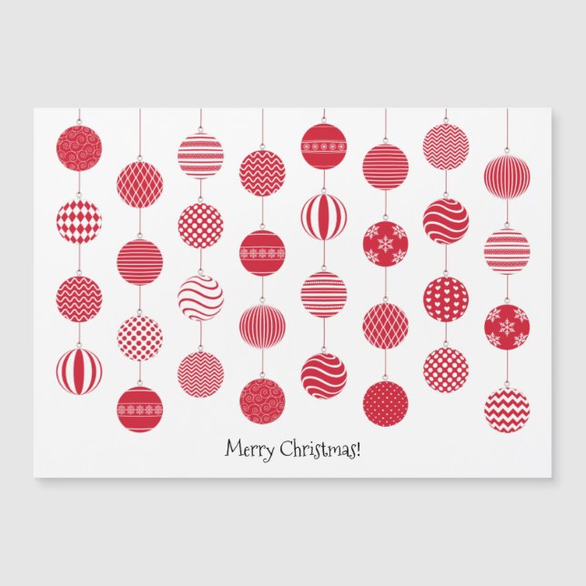 Red Christmas Balls Magnetic Card (Front)
