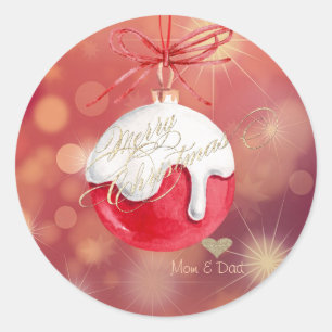 Red Christmas Balls Red Bokeh Company Classic Round Sticker