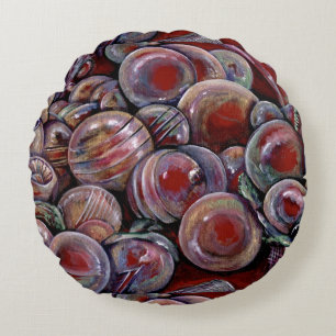 Red Christmas Balls Round Cushion