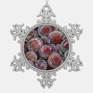 Red Christmas Balls Snowflake Pewter Christmas Ornament