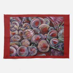 Red Christmas Balls Tea Towel