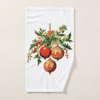 Red Christmas Baubles with Holly Festive