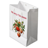 Red Christmas Baubles with Holly Festive