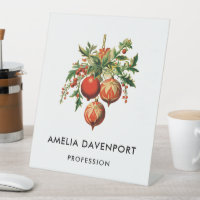 Red Christmas Baubles with Holly Festive