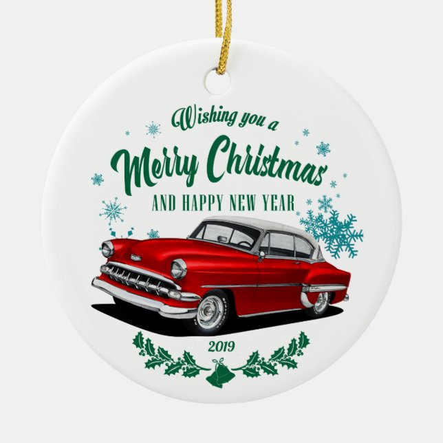 Red Christmas Bel Air Ceramic Tree Decoration (Front)