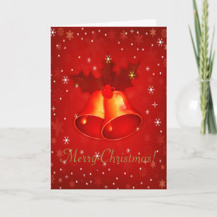 Red Christmas Bells With personalised Greetings Holiday Card