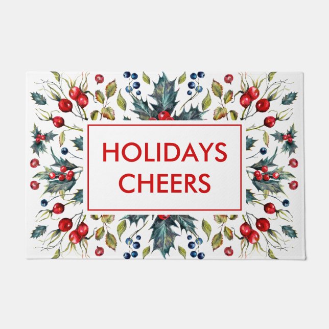 Red Christmas berries Doormat (Front)