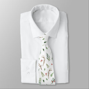 Red Christmas berries & foliage pattern Tie
