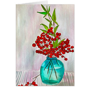 Red Christmas Berries watercolor fine art