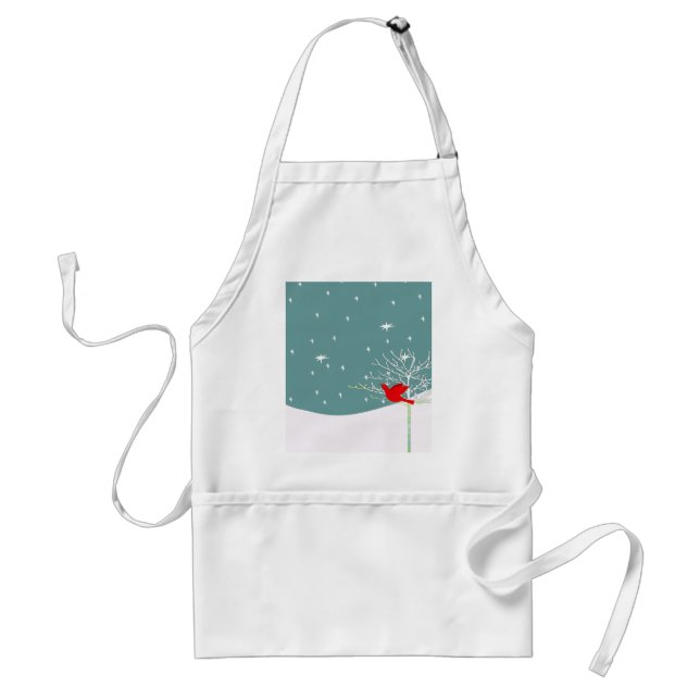 Red Christmas Bird Standard Apron (Front)