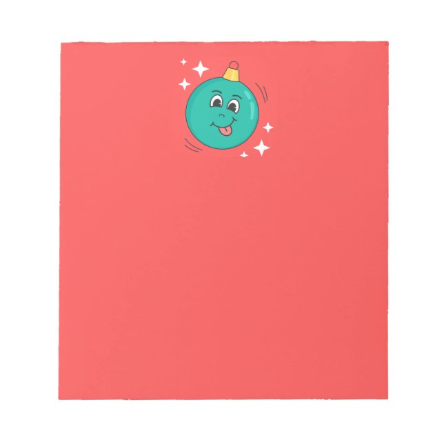 Red Christmas blue emoji smile Notepad (Front)