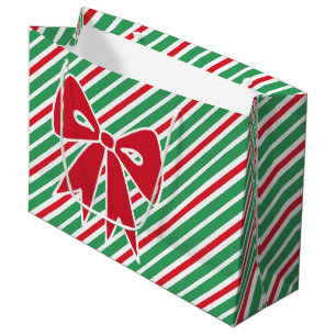 Red Christmas Bow Peppermint Holiday Gift Bag