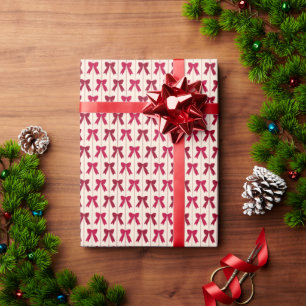 Red Christmas Bows and Ribbons Wrapping Paper