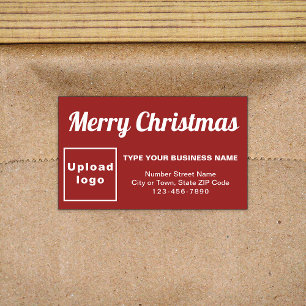 Red Christmas Business Rectangle Shape Sticker