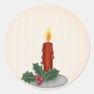 Red Christmas Candle Classic Round Sticker