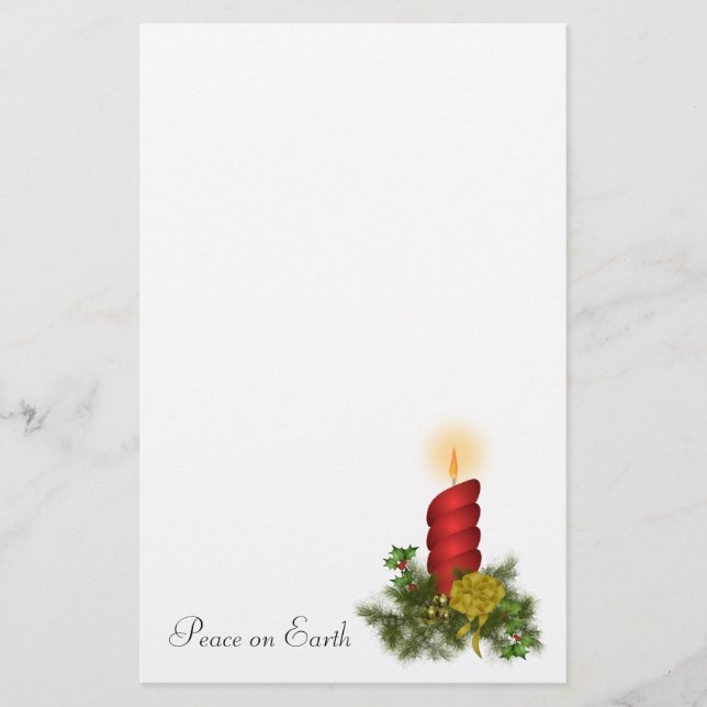 Red Christmas Candle Stationery (Front)
