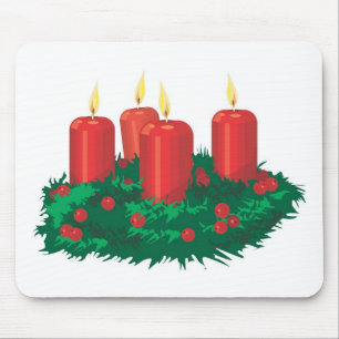 Red Christmas Candles Mouse Pad