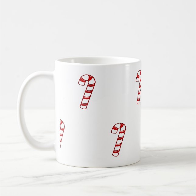 Red Christmas Candy Canes Coffee Mug (Left)