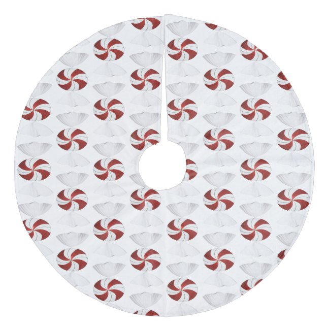 Red Christmas Candy Tree Skirt (Front)