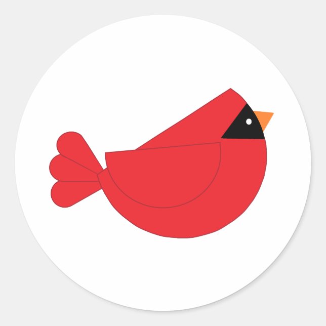 Red Christmas Cardinal Bird Classic Round Sticker (Front)