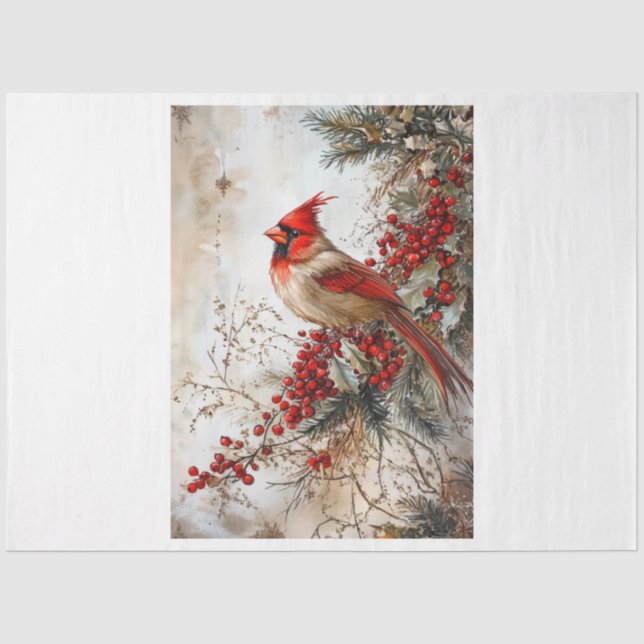 Red Christmas Cardinal Tissue Paper (Front)