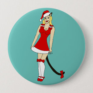 Red Christmas catgirl 10 Cm Round Badge