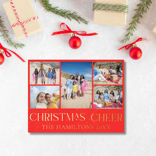Red Christmas Cheer Foil Holiday Card 5 Photos