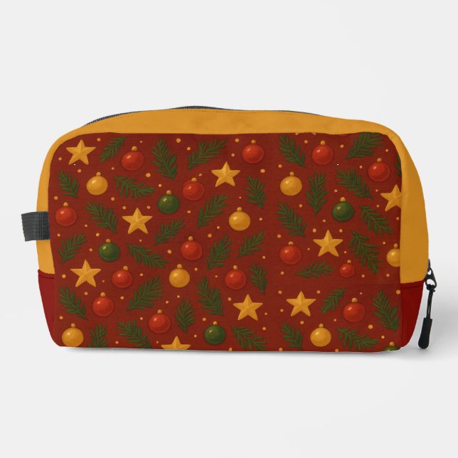 Red Christmas Classic Dopp Kit – Festive Travel  (Front)