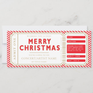 Red Christmas Concert Ticket Gift Voucher Card
