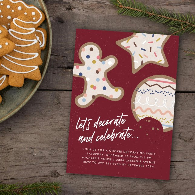 Red Christmas Cookie Decorating Party Invitation (Creator Uploaded)