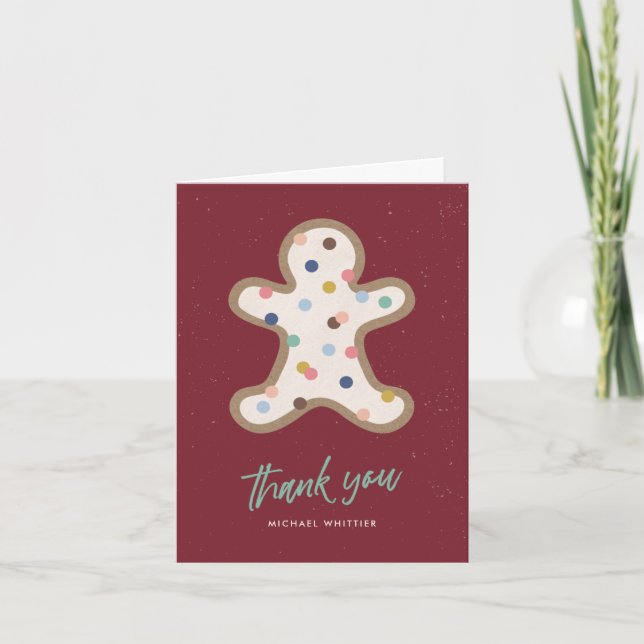 Red Christmas Cookie Decorating Thank You Card (Front)