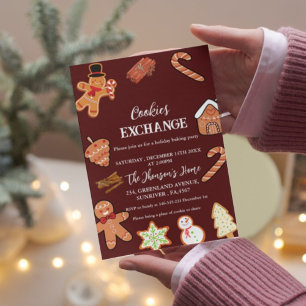 Red Christmas Cookies Exchange Party Invitation