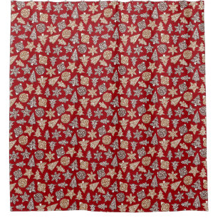 Red Christmas Cookies Shower Curtain