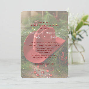 Red Christmas Cowboy Hat Wedding Celebration Invitation