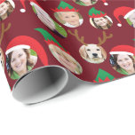 Red Christmas Crew Custom Six Photo Funny Holiday Wrapping Paper<br><div class="desc">**Scroll down for photo How To below!** This funny and very merry dark red Christmas gift wrapping paper will delight your friends and family when you personalise it with the photos of your kids, parents, friends and even pets putting the whole crazy cast of characters in silly holiday Santa and...</div>