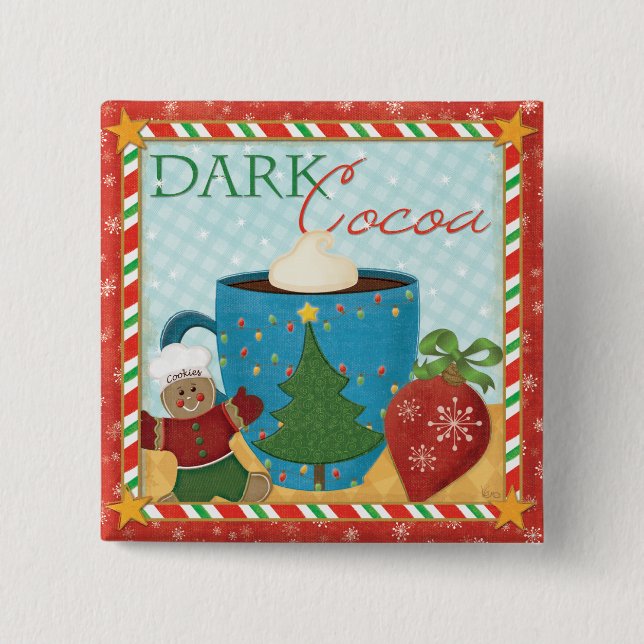 Red Christmas Cup with Creamy Cocoa 15 Cm Square Badge (Front)