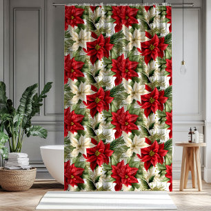 Red Christmas Curtain Floral Touch for the Home
