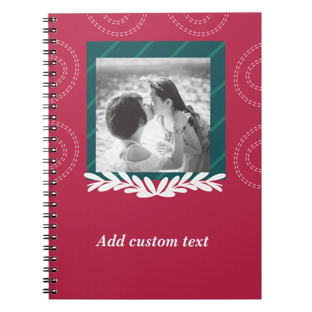 Red christmas customisable photo gift  notebook (Front)