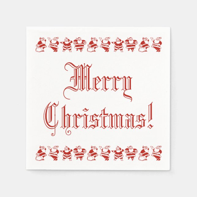 Red Christmas Cute Funny Santa Claus Pattern Napkin (Front)