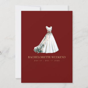 Red Christmas Decor Bachelorette Weekend Card