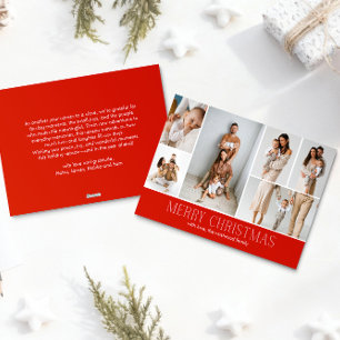 RED Christmas Elegant 6 Collage Photo message Holiday Card