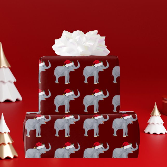 Red Christmas Elephant Wrapping Paper (Creator Uploaded)