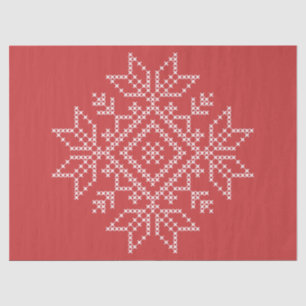 Red christmas embroidery snowflake art seasonal tissue paper