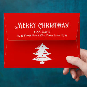 Red Christmas envelopes with X-mas tree icon