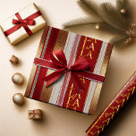 Red Christmas Fa La La Pattern#27 ID1009 Wrapping Paper<br><div class="desc">If you are wondering what colour combinations to pick for your Christmas decor and gift wrap supplies this year, I've created collections of coordinating patterns to make life just a bit easier. This wrapping paper features an ornate, vertical stripe design, with a glitter and grunge effect, shown here in shades...</div>