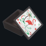 Red Christmas Flamingo Baubles gift box magnetic<br><div class="desc">A fun, festive, flamingo design with a retro touch in red and green. A red flamingo wades in the water next to a palm tree decorated with Christmas baubles and ribbon. A customisable design for you to personalise with your own text, images and ideas. An original digital art image created...</div>
