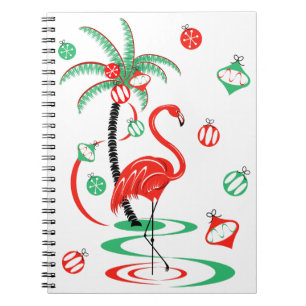 Red Christmas Flamingo Baubles notebook