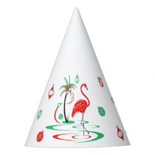 Red Christmas Flamingo Baubles party hat